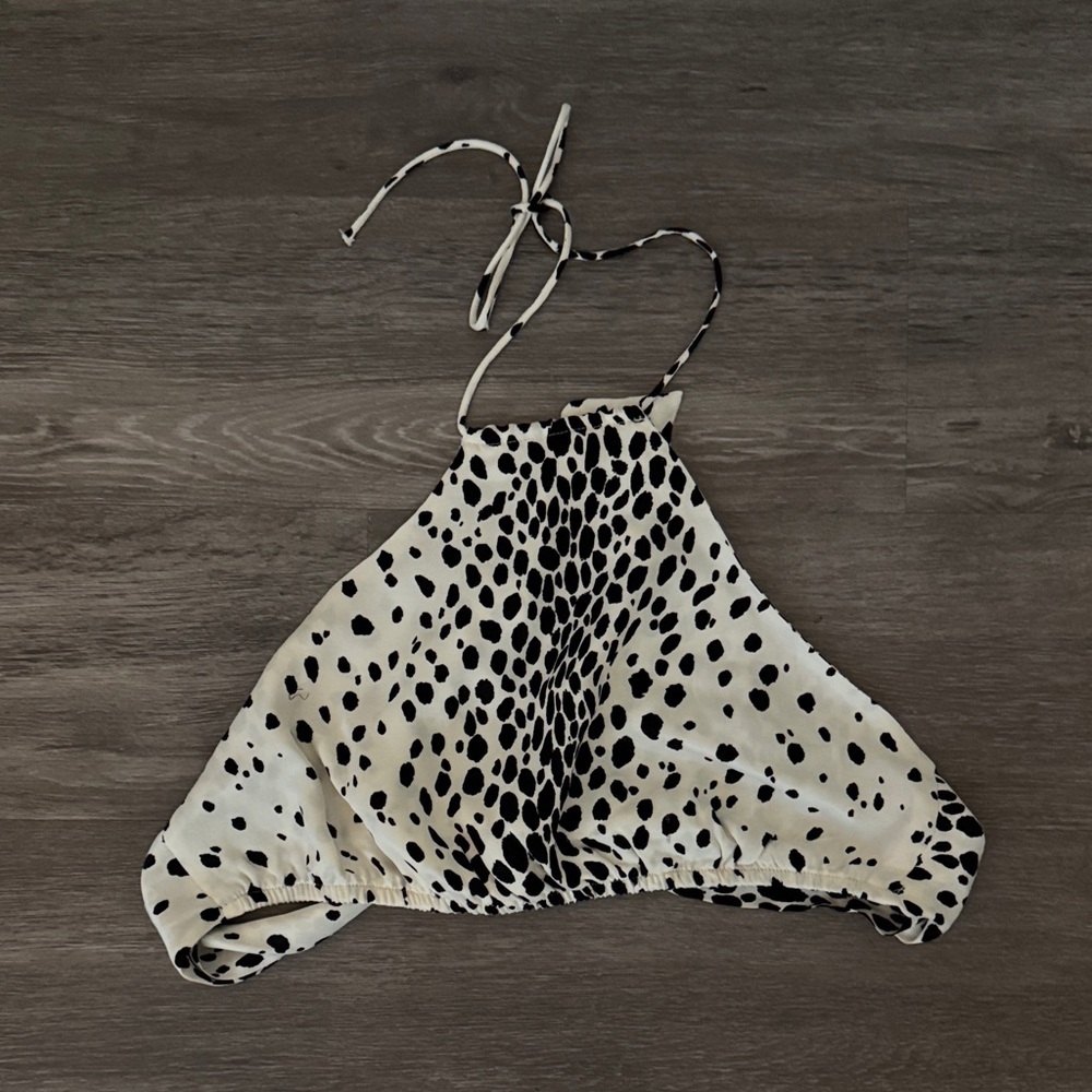 Black and White Animal Print Halter Top